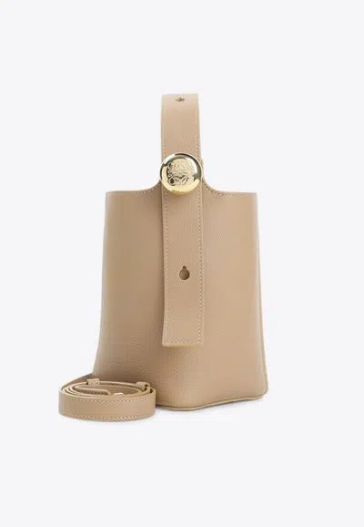 Loewe Mini Pebble Bucket Bag In Brown
