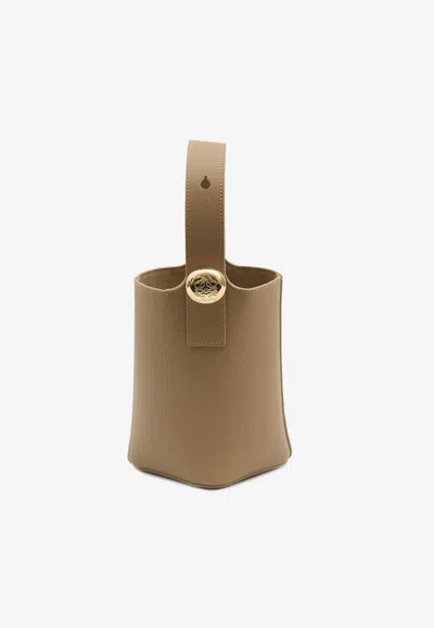 Loewe Mini Pebble Bucket Bag In Grained Leather In Sand