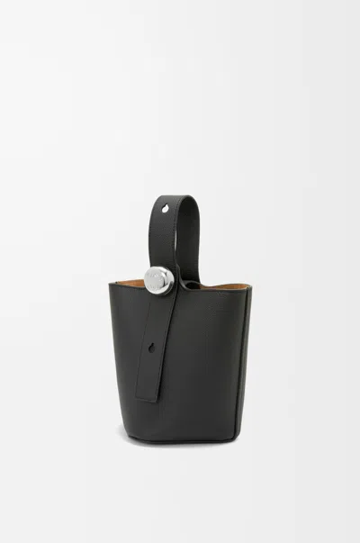 Loewe Mini Pebble Bucket Bag In Soft Grained Leather Skin For Woman In Black