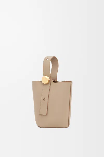 Loewe Mini Pebble Bucket Bag In Soft Grained Leather Skin For Woman In Neutral