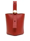 Loewe Smooth Leather Mini Pebble Bucket Bag In Red