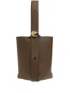 Loewe Medium Pebble Leather Bucket Bag In Tundra