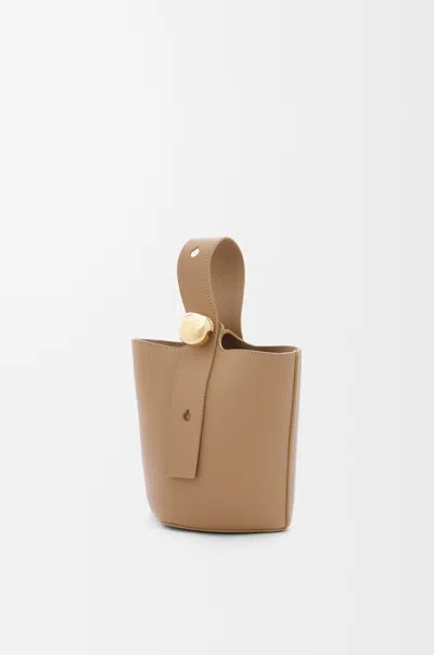 Loewe Pebble Mini Leather Bucket Bag In Brown