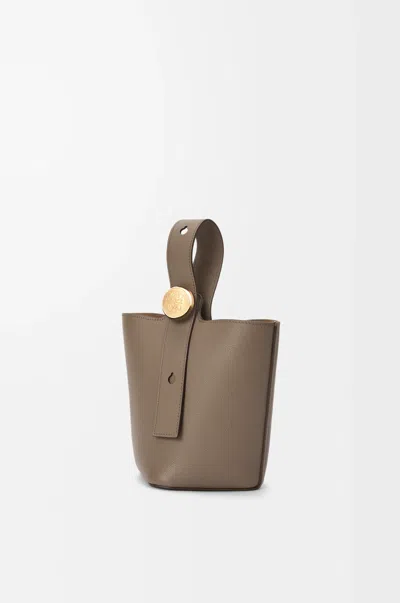 Loewe Mini Pebble Bucket In Soft Grained Leather Skin For Woman In Brown