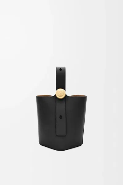 Loewe Mini Pebble Bucket In Smooth Leather Skin For Woman In Black