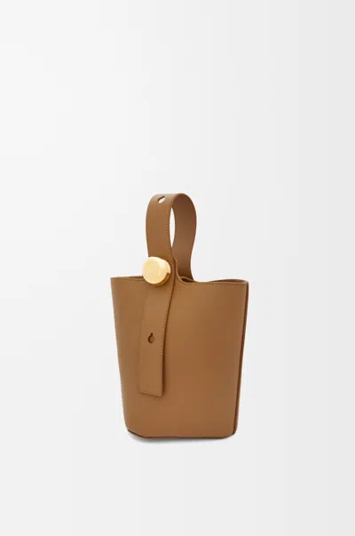 Loewe Mini Pebble Bucket In Smooth Leather Skin For Woman In Brown