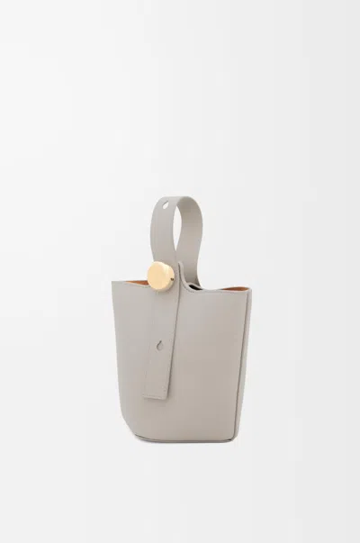 Loewe Pebble Mini Bucket Bag In Smooth Leather In Neutral