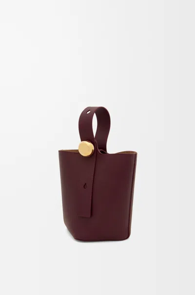 Loewe Mini Pebble Bucket In Smooth Leather Skin For Woman In Burgundy