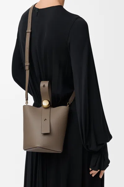 Loewe Mini Pebble Bucket In Soft Grained Leather Skin For Woman In Brown