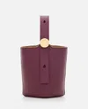 Loewe Mini Leather Pebble Bucket Bag In Viola