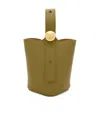 Loewe Medium Pebble Bucket Bag In Calf Leather In Green