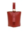 Loewe Medium Pebble Bucket Bag In Calf Leather In Red