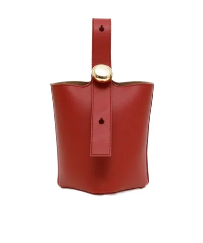 Loewe Mini Pebble Bucket Shoulder Bag In Red
