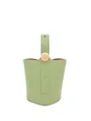 Loewe Mini Pebble Calfskin Bucket Bag In Green