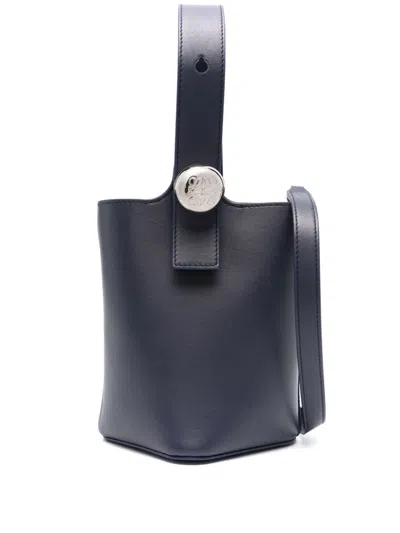 Loewe Mini Pebble Leather Bucket Bag In Blue