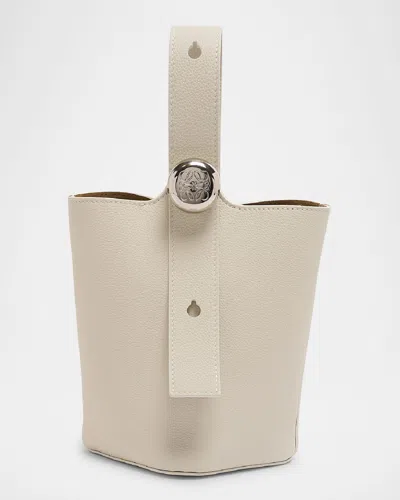 Loewe Mini Pebble Leather Bucket Bag In Soft White