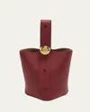 Loewe Mini Pebbled Leather Bucket Bag In 7885 Burnt Red