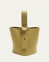 Loewe Mini Pebbled Leather Bucket Bag In 8752 Dark Butter
