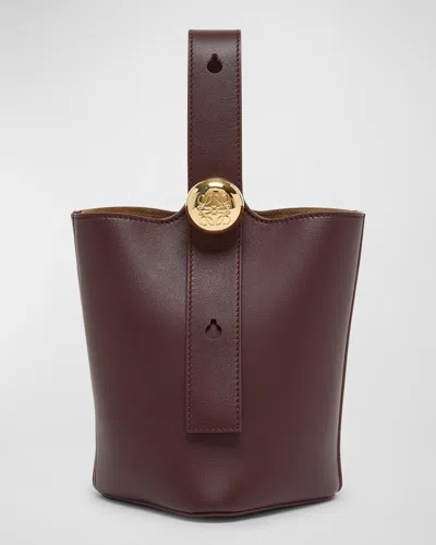 Loewe Mini Pebbled Leather Bucket Bag In Burgundy