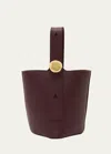 Loewe Mini Pebbled Leather Bucket Bag In Dark Burgundy