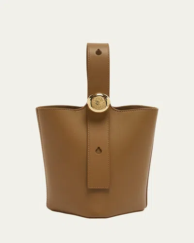 Loewe Mini Pebbled Leather Bucket Bag In Brown