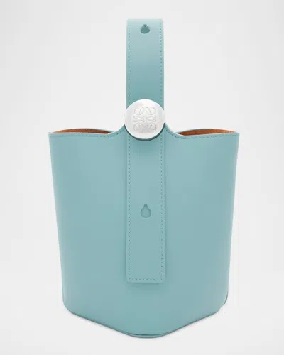 Loewe Mini Pebbled Leather Bucket Bag In Water