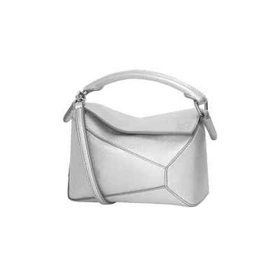 Pre-owned Loewe Mini Puzzle Bag 'silver' | Grey | Women's Size Onesize