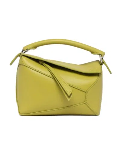 Loewe Mini Puzzle Edge Bag In Satin Calfskin In Green