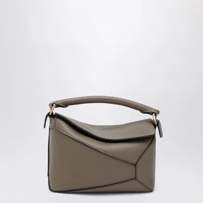 Loewe Mini Puzzle Edge Bag In Taupe Grained Leather In Gray