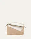 Loewe Mini Puzzle Edge Bicolor Top-handle Bag In Neutral