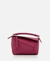 Loewe Mini Puzzle Edge Leather Shoulder Bag In Red