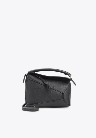Loewe Mini Puzzle Edge Shoulder Bag In Black