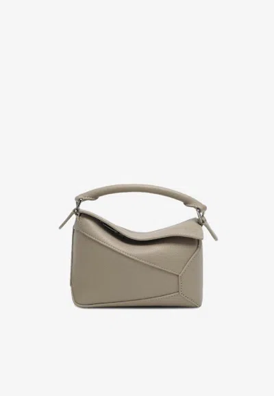 Loewe Mini Puzzle Edge Top Handle Bag In Brown