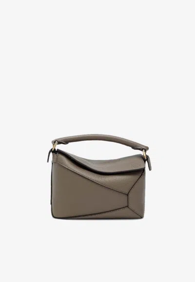 Loewe Mini Puzzle Edge Top Handle Bag In Brown