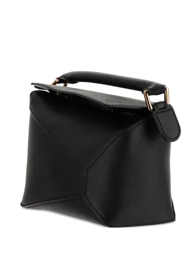 Loewe Mini Puzzle Edge Top-handle Calfskin Bag In Black