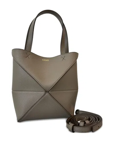 Loewe Mini Puzzle Fold Cross Body Bag In Neutral