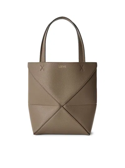 Loewe Mini Puzzle Fold Leather Bag In Brown