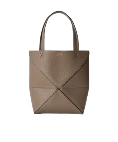 Loewe Mini Puzzle Fold Shoulder Bag In Brown