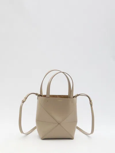 Loewe Mini Puzzle Fold Tote Bag In Beige