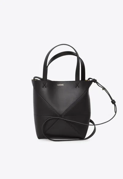 Loewe Mini Puzzle Fold Tote Bag In Black