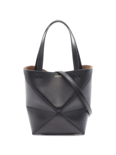 Pre-owned Loewe Mini Puzzle Fold Tote Bag In Black