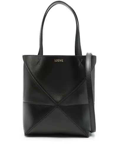 Loewe Mini Puzzle Fold Tote Bag In Black