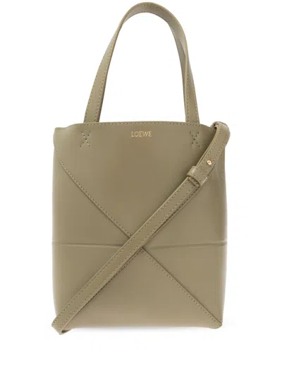 Loewe Mini Puzzle Fold Tote Bag In Eucalyptus Green