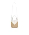 Loewe Mini Puzzle Fold Tote In Shiny Calfskin In Nude