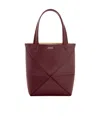 Loewe Mini Puzzle Fold Tote In Shiny Calfskin In Red
