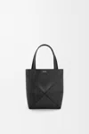 Loewe Mini Puzzle Fold Tote In Shiny Leather Skin For Woman In Black