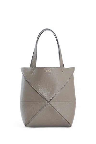 Loewe Mini Puzzle Fold Tote In Soft Grained Calfskin In Brown