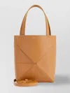 Loewe Puzzle Fold Medium Tote Bag In Shiny Leather In Brown