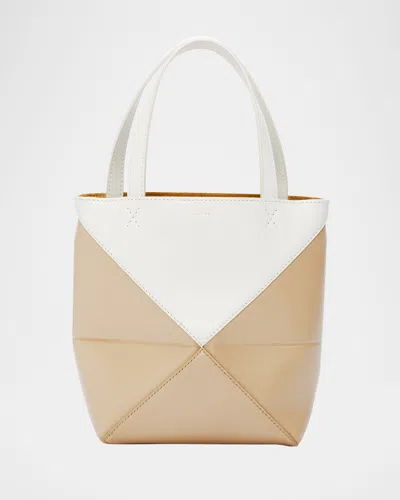 Loewe Mini Puzzle Foldable Bicolor Tote Bag In Soft_white_paper_craft