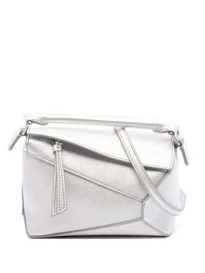 Pre-owned Loewe Mini Puzzle Handbag In Silver